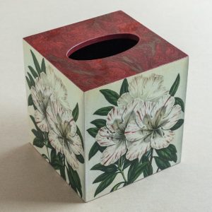 Tissue Box Cover Red White Flower Red Marble