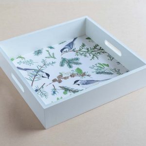 square tray – birds – foliage