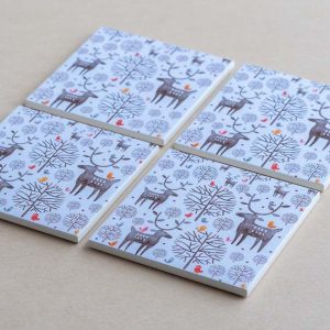 Coasters – set of 4 – Brown Reindeers