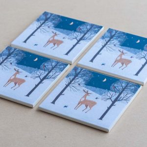 coasters – set of 4 – reindeer – moon