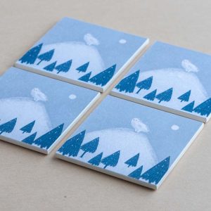 Coasters – set of 4 – white owl