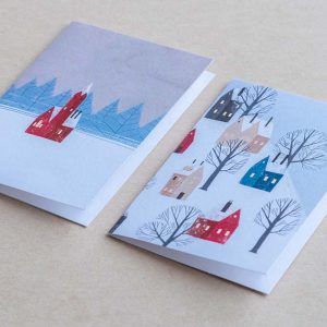 gift cards – set of 6 – houses – snow